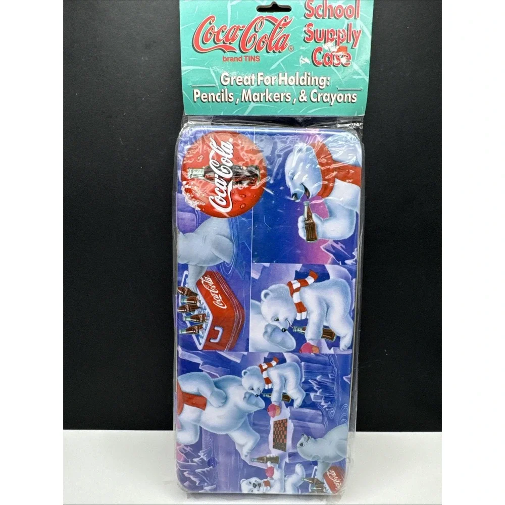 Set Of 4‎ New Vintage 1997 Coca-Cola Polar Bear  School Supply Storage Cases
